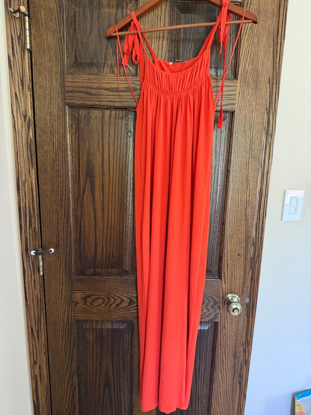 Zara Bright Orange Tie-Shoulder Maxi Dress